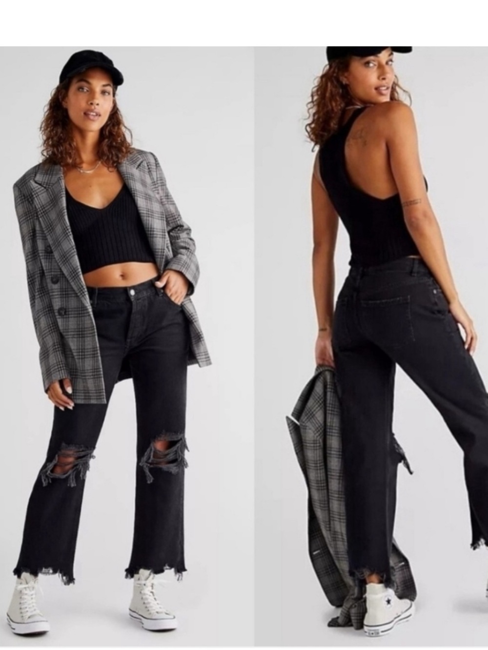 Free People We The Free Black Distressed Flare Jeans Size 29